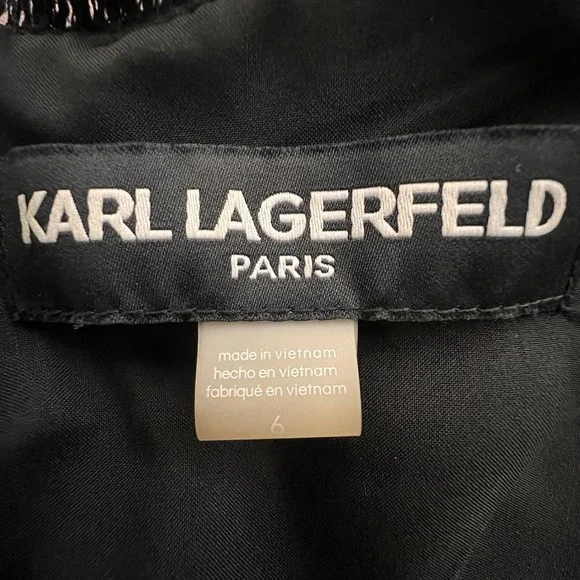 Karl Lagerfeld Paris Black shift tweed sleeveless dress size 6 *Missing Buttons* - Picture 10 of 12